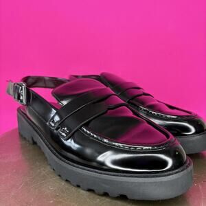 Franco Sarto Coppola Black Patent Slingback Loafer Sz 8.5